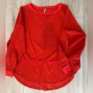 Free People - Not cold in this orange knit lace sweater top